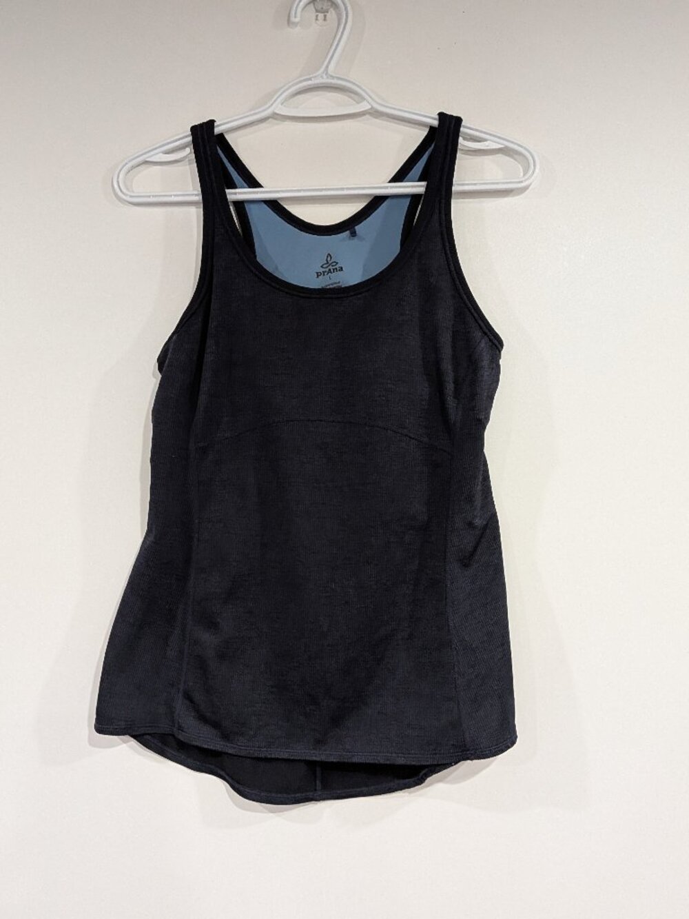 Prana Ribbed Tank Top with Shelf Bra Navy Blue Size Large